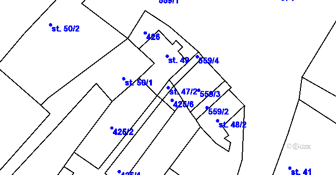 Parcela st. 47/2 v KÚ Semeč, Katastrální mapa