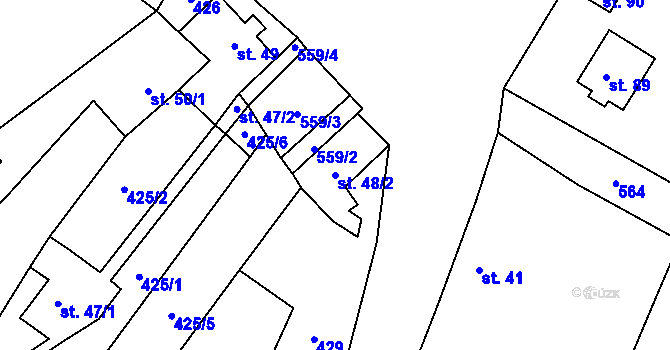 Parcela st. 48/2 v KÚ Semeč, Katastrální mapa