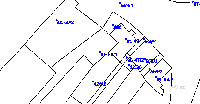 Parcela st. 50/1 v KÚ Semeč, Katastrální mapa