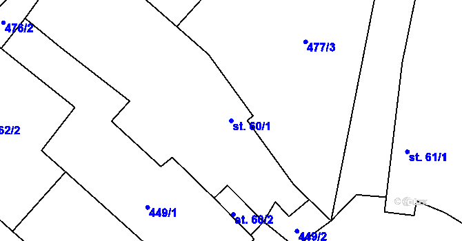 Parcela st. 60/1 v KÚ Semeč, Katastrální mapa