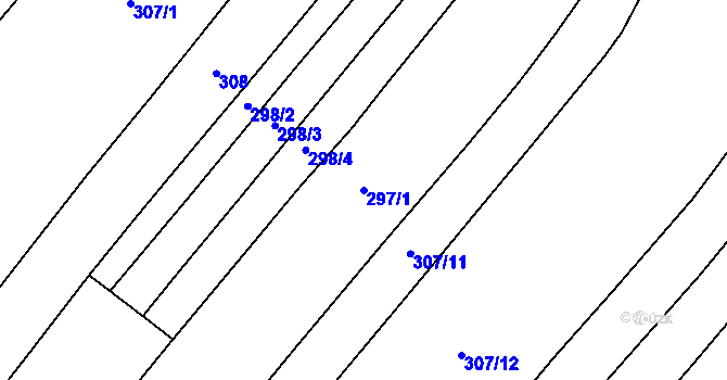 Parcela st. 297/1 v KÚ Semeč, Katastrální mapa