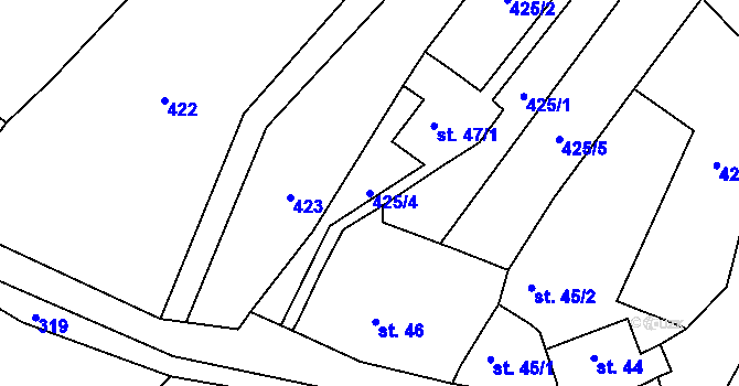 Parcela st. 425/4 v KÚ Semeč, Katastrální mapa