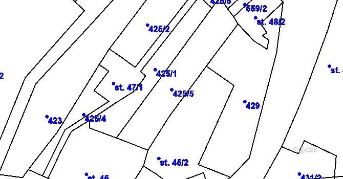 Parcela st. 425/5 v KÚ Semeč, Katastrální mapa