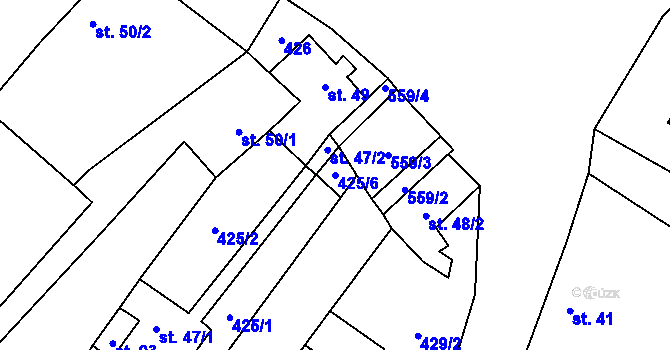 Parcela st. 425/6 v KÚ Semeč, Katastrální mapa