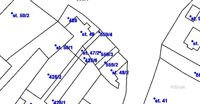 Parcela st. 559/3 v KÚ Semeč, Katastrální mapa