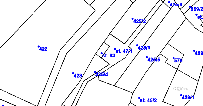 Parcela st. 93 v KÚ Semeč, Katastrální mapa