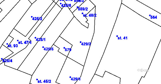 Parcela st. 429/2 v KÚ Semeč, Katastrální mapa