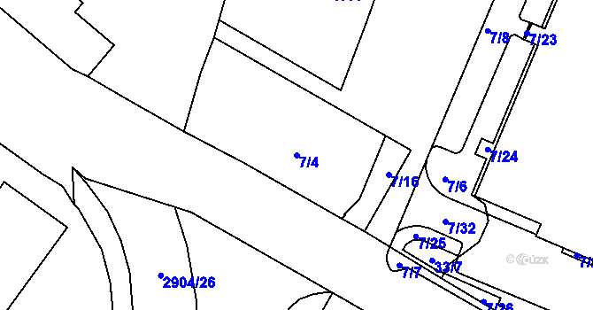 Parcela st. 7/4 v KÚ Děčín, Katastrální mapa