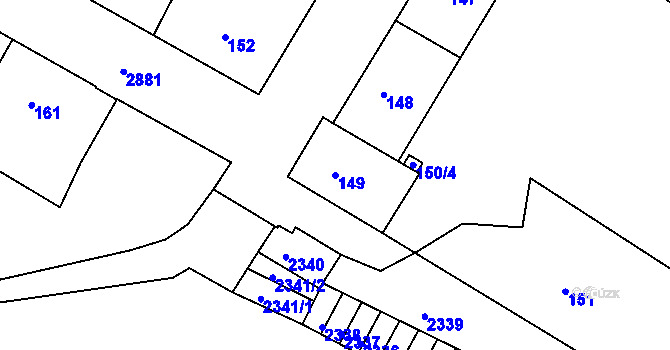 Parcela st. 149 v KÚ Děčín, Katastrální mapa