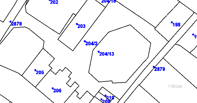 Parcela st. 204/13 v KÚ Děčín, Katastrální mapa