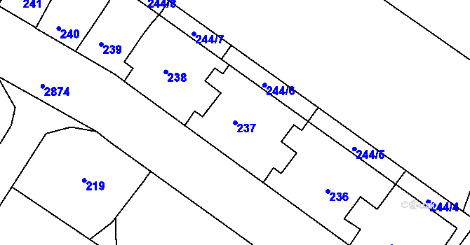 Parcela st. 237 v KÚ Děčín, Katastrální mapa