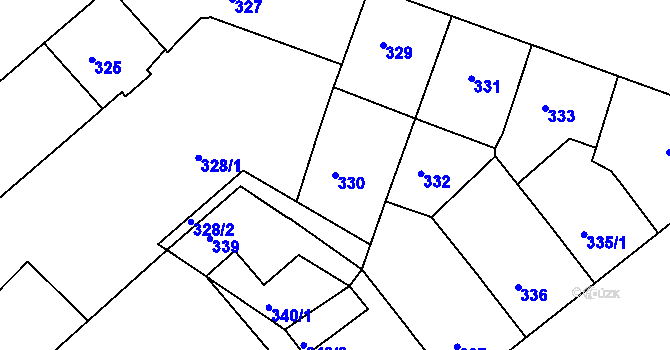 Parcela st. 330 v KÚ Děčín, Katastrální mapa