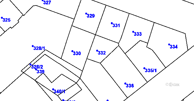 Parcela st. 332 v KÚ Děčín, Katastrální mapa