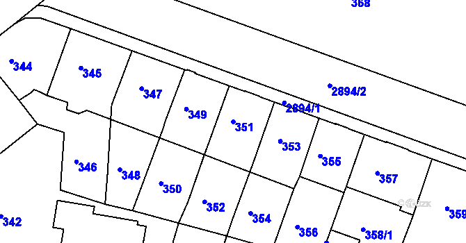 Parcela st. 351 v KÚ Děčín, Katastrální mapa