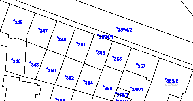 Parcela st. 353 v KÚ Děčín, Katastrální mapa