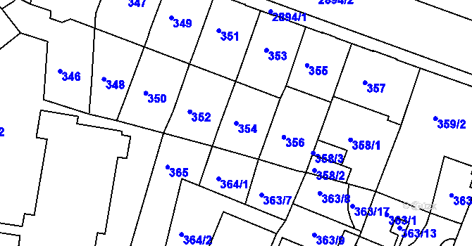 Parcela st. 354 v KÚ Děčín, Katastrální mapa