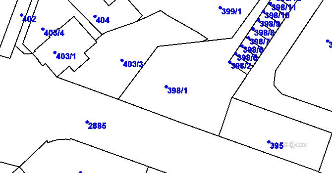 Parcela st. 398/1 v KÚ Děčín, Katastrální mapa