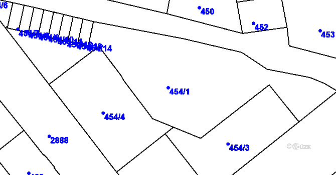 Parcela st. 454/1 v KÚ Děčín, Katastrální mapa