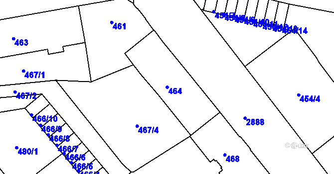Parcela st. 464 v KÚ Děčín, Katastrální mapa