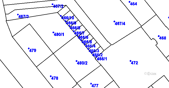 Parcela st. 466/4 v KÚ Děčín, Katastrální mapa