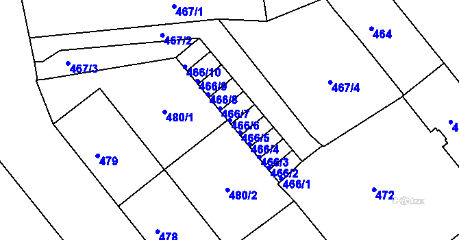 Parcela st. 466/6 v KÚ Děčín, Katastrální mapa