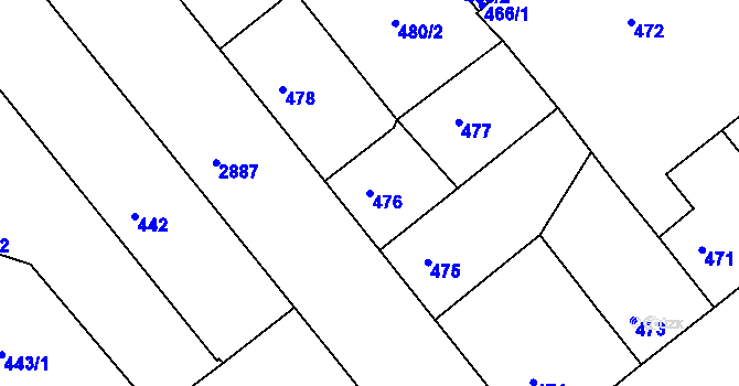 Parcela st. 476 v KÚ Děčín, Katastrální mapa
