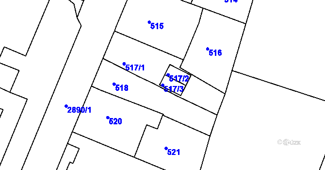 Parcela st. 517/3 v KÚ Děčín, Katastrální mapa