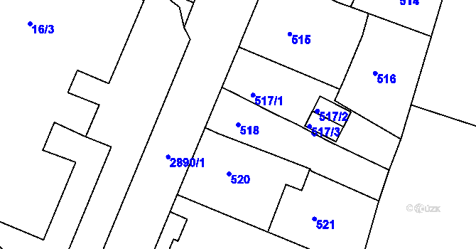 Parcela st. 518 v KÚ Děčín, Katastrální mapa