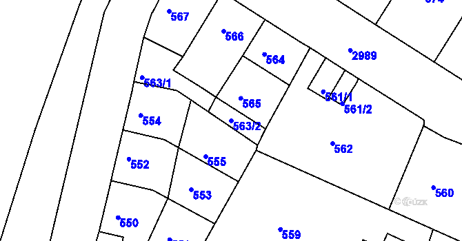 Parcela st. 563/2 v KÚ Děčín, Katastrální mapa