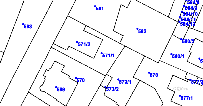 Parcela st. 571/1 v KÚ Děčín, Katastrální mapa
