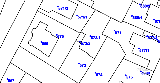 Parcela st. 573/2 v KÚ Děčín, Katastrální mapa