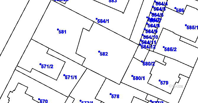 Parcela st. 582 v KÚ Děčín, Katastrální mapa