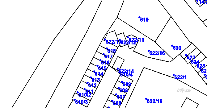 Parcela st. 617 v KÚ Děčín, Katastrální mapa