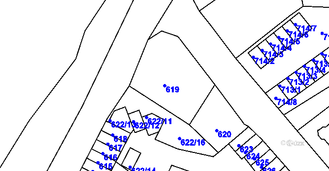 Parcela st. 619 v KÚ Děčín, Katastrální mapa