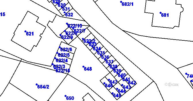 Parcela st. 635 v KÚ Děčín, Katastrální mapa