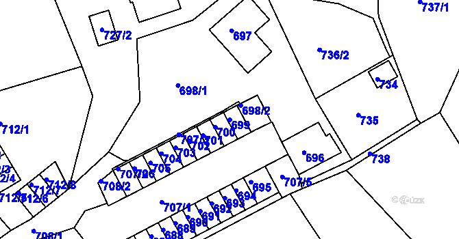 Parcela st. 699 v KÚ Děčín, Katastrální mapa