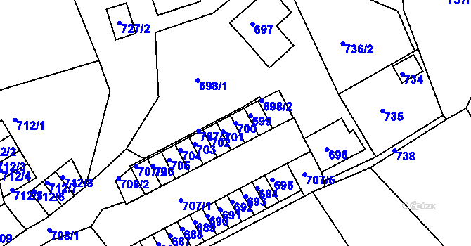 Parcela st. 700 v KÚ Děčín, Katastrální mapa