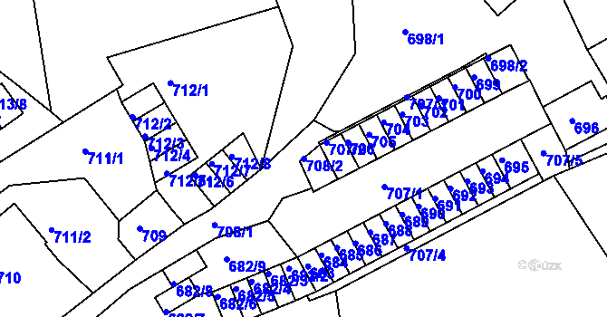 Parcela st. 708/2 v KÚ Děčín, Katastrální mapa