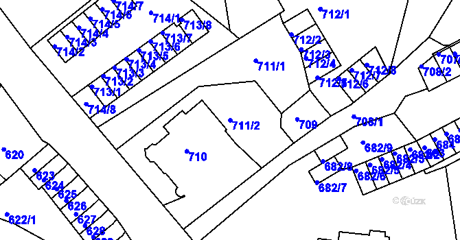 Parcela st. 711/2 v KÚ Děčín, Katastrální mapa