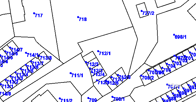 Parcela st. 712/1 v KÚ Děčín, Katastrální mapa