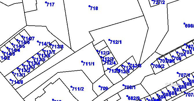 Parcela st. 712/2 v KÚ Děčín, Katastrální mapa