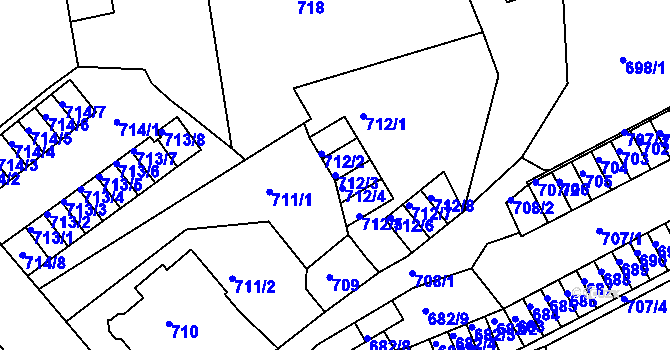 Parcela st. 712/3 v KÚ Děčín, Katastrální mapa