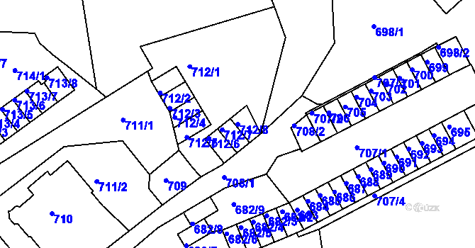 Parcela st. 712/8 v KÚ Děčín, Katastrální mapa