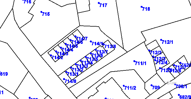 Parcela st. 713/7 v KÚ Děčín, Katastrální mapa