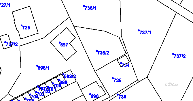 Parcela st. 736/2 v KÚ Děčín, Katastrální mapa