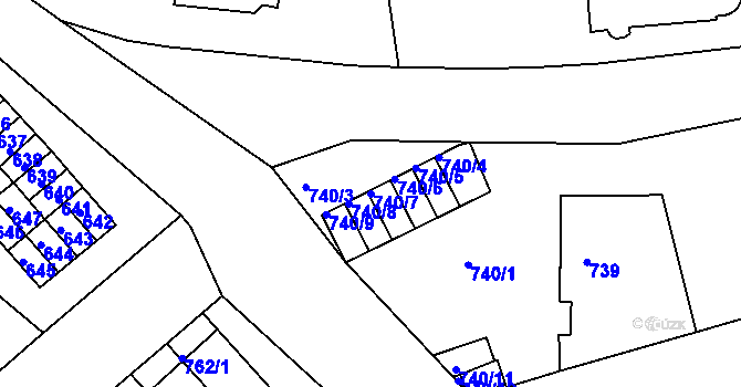 Parcela st. 740/7 v KÚ Děčín, Katastrální mapa