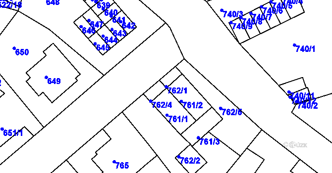 Parcela st. 762/1 v KÚ Děčín, Katastrální mapa