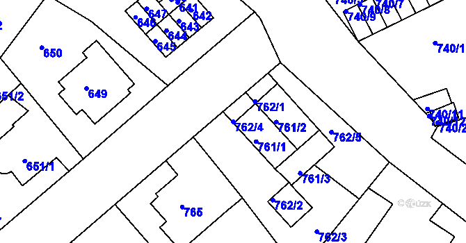 Parcela st. 762/4 v KÚ Děčín, Katastrální mapa