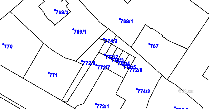 Parcela st. 772/2 v KÚ Děčín, Katastrální mapa