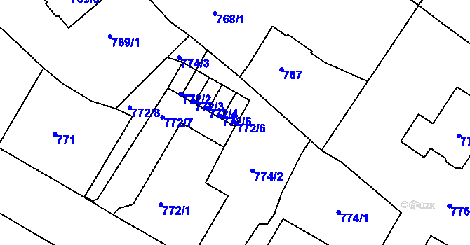 Parcela st. 772/6 v KÚ Děčín, Katastrální mapa